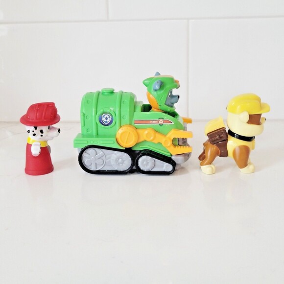 3 pc Lot Paw Patrol Sea Patrol Rocky Rescue Racers Rubble Action Marshall Puppet - Picture 4 of 13